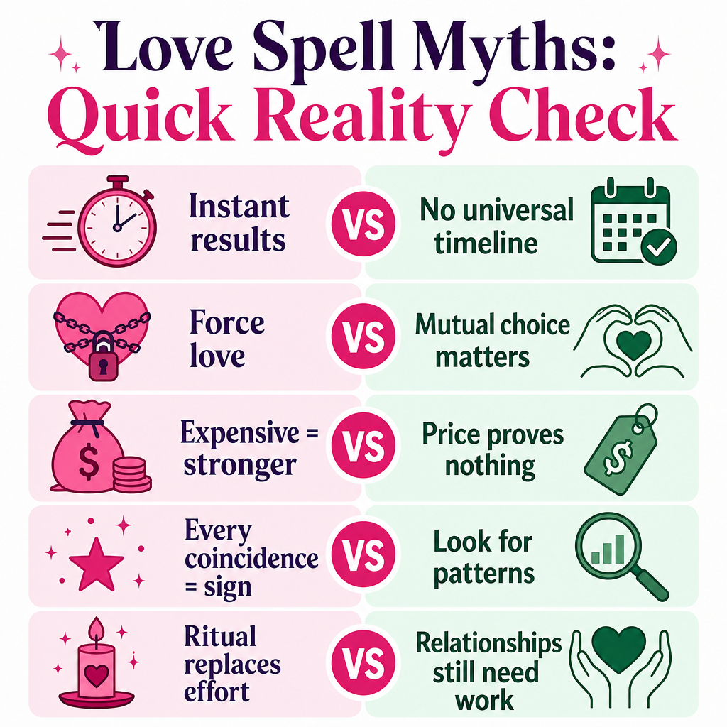 Love Spell Myths: Quick Reality Check infographic